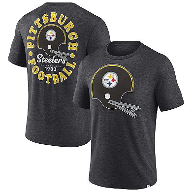 Men's Fanatics Branded Heather Charcoal Pittsburgh Steelers Oval Bubble Tri-Blend T-Shirt