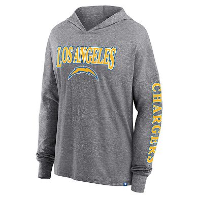 Women's Fanatics Branded Heather Gray Los Angeles Chargers Classic Outline Pullover Hoodie