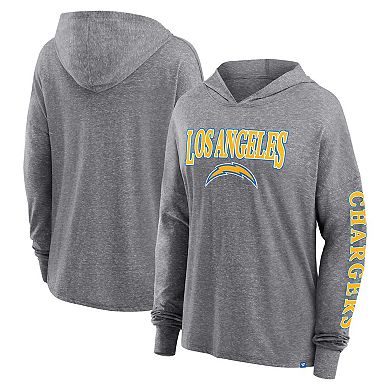 Women's Fanatics Branded Heather Gray Los Angeles Chargers Classic Outline Pullover Hoodie