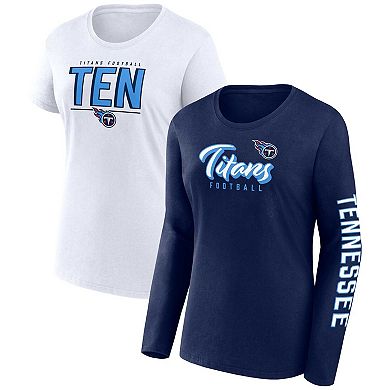 Women's Fanatics Branded Navy/White Tennessee Titans Two-Pack Combo Cheerleader T-Shirt Set
