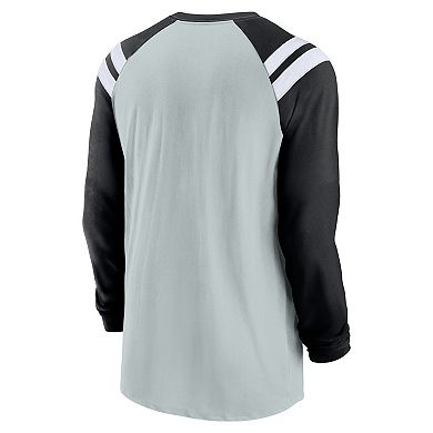 Men's Nike  Silver/Black Las Vegas Raiders Classic Arc Raglan Tri-Blend Long Sleeve T-Shirt