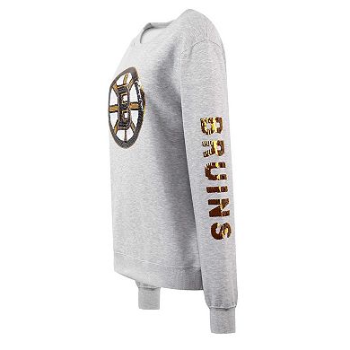 Women's Cuce Heather Gray Boston Bruins Sequin Pullover Sweatshirt