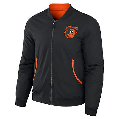 Men's Darius Rucker Collection by Fanatics Black/Orange Baltimore Orioles Reversible Full-Zip Bomber Jacket