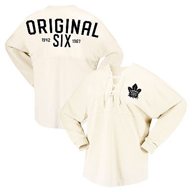 Women's Fanatics Branded Cream Toronto Maple Leafs Original Six Lace-Up Spirit Jersey Long Sleeve T-Shirt