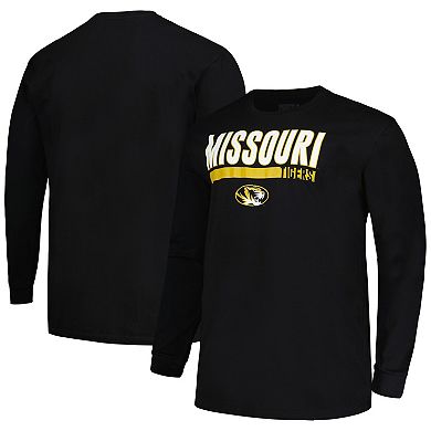 Men's Profile Black Missouri Tigers Big & Tall Two-Hit Long Sleeve T-Shirt