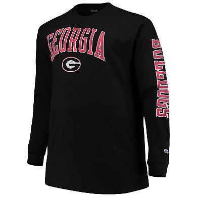 Men's Champion Black Georgia Bulldogs Big & Tall 2-Hit Long Sleeve T-Shirt