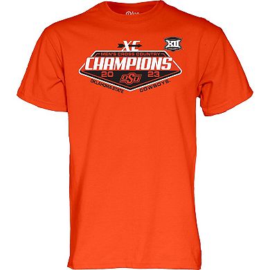 Unisex Blue 84  Orange Oklahoma State Cowboys 2023 Big 12 Men's Cross Country Champions T-Shirt