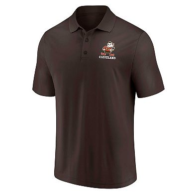 Men's Fanatics Branded White/Brown Cleveland Browns Throwback Two-Pack Polo Set