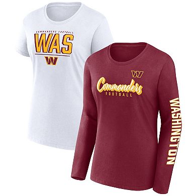 Women's Fanatics Branded Burgundy/White Washington Commanders Two-Pack Combo Cheerleader T-Shirt Set