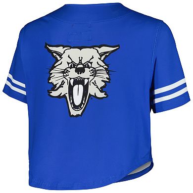 Women's Mitchell & Ness  Royal Kentucky Wildcats Vault Cropped V-Neck Button-Up Shirt