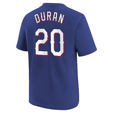 Youth Nike Ezequiel Duran Royal Texas Rangers Name & Number T-Shirt