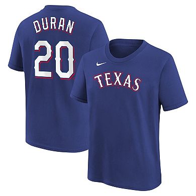 Youth Nike Ezequiel Duran Royal Texas Rangers Name & Number T-Shirt