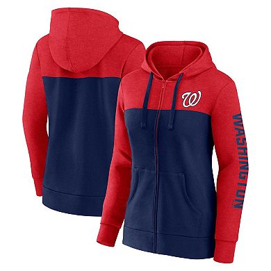 Women's Fanatics Branded Red/Navy Washington Nationals City Ties Hoodie Full-Zip Sweatshirt