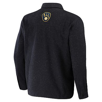 Men's Darius Rucker Collection by Fanatics Black Milwaukee Brewers Ringstop Full-Snap Shacket