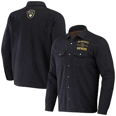 Men's Darius Rucker Collection by Fanatics Black Milwaukee Brewers Ringstop Full-Snap Shacket