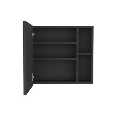 DEPOT E-SHOP Queets Medicine Single Door Cabinet, 2External Shelves, 3Interior Shelves , Black