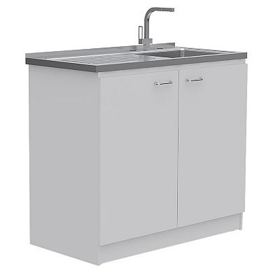 DEPOT E-SHOP Salento Freestanding Sink, Double Door Cabinet, Two Shelves, White