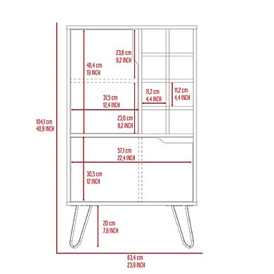 DEPOT E-SHOP Zamna L Bar Single Door Cabinet, Eight Built-in Wine Rack, Four Legs, Light Gray