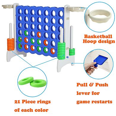 Sdadi Giant 33 Inch 4-in-a-row Game And Basketball Game For Kids, Gray And Blue