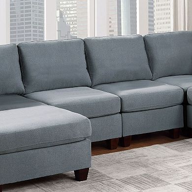 F.c Design U-sectional Couch Modular 6pc Set Sectional Sofa With Ottomans Living Room Furniture