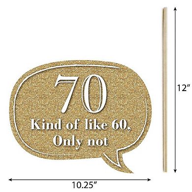 Big Dot Of Happiness Funny Adult 70th Birthday Gold - Birthday Party Photo Booth Props 10 Pc