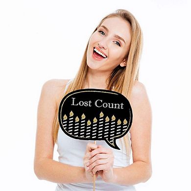 Big Dot Of Happiness Funny Adult 70th Birthday Gold - Birthday Party Photo Booth Props 10 Pc