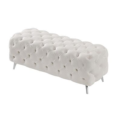 F.c Design Upholstered Velvet Footrest Stool Accent Bench For Entryway, Living Room And Bedroom