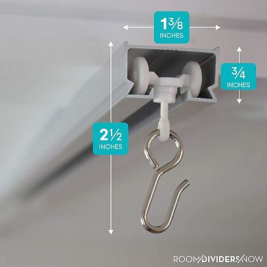 Ceiling Curtain Track Set, Comes With Track, Roller Hooks, Installation Hardware, Saw, And End Cap