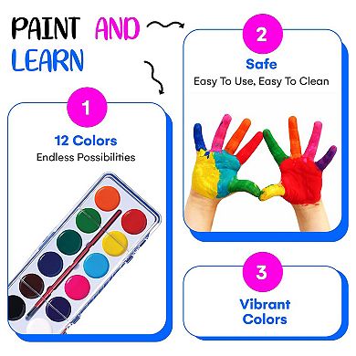 Watercolor Paint Set For Kids Washable Paints With Paintbrush