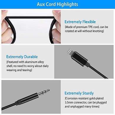 Ios 8 Pin To 3.5mm Aux Car Audio Adapter Cord 3.5mm Headphone Jack Adapter Fit For Iphone