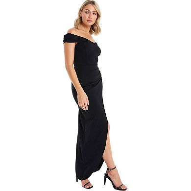 Quiz Women's Bardot High Slit Maxi Dress