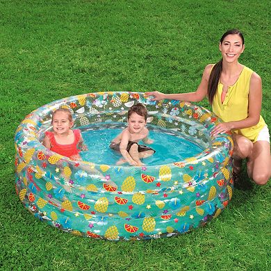 59x21in Inflatable Swimming Pool Blow Up Family Pool For 3 Kids For Indoor Backyard Beach