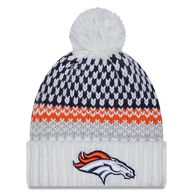 Women's New Era  White Denver Broncos 2023 Sideline Cuffed Knit Hat with Pom