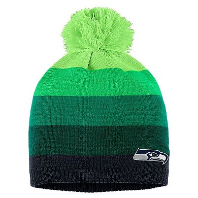 Women's WEAR by Erin Andrews Neon Green Seattle Seahawks Ombre Pom Knit Hat and Scarf Set