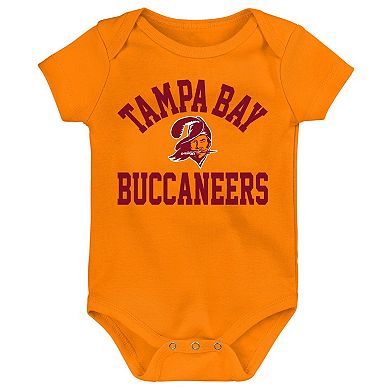 Newborn & Infant Red/Orange/Heather Gray Tampa Bay Buccaneers Three-Pack Eat, Sleep & Drool Retro Bodysuit Set