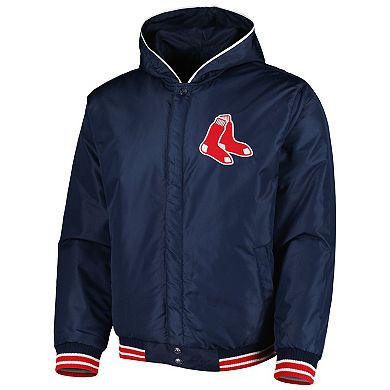 Men's JH Design Navy Boston Red Sox Reversible Fleece Full-Snap Hoodie Jacket