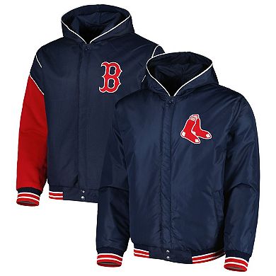 Men's JH Design Navy Boston Red Sox Reversible Fleece Full-Snap Hoodie Jacket