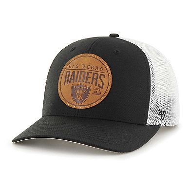 Men's '47 Black Las Vegas Raiders Leather Head Flex Hat