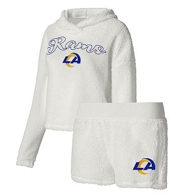 Women's Concepts Sport  White Los Angeles Rams Fluffy Pullover Sweatshirt & Shorts Sleep Set