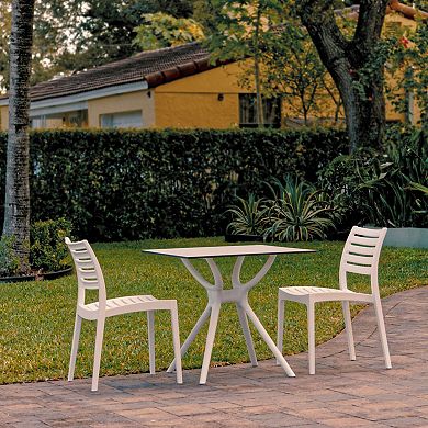 3-Piece White Square Outdoor Patio Dining Set 33"