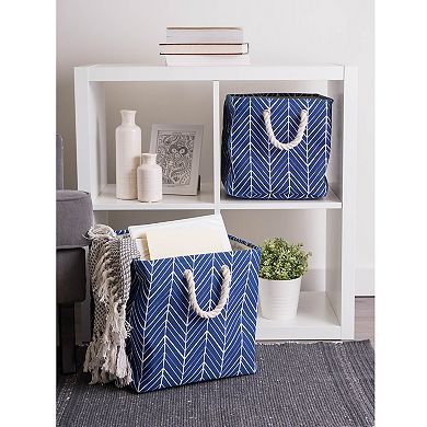 13" Square Polyester Storage Bin with Herringbone Design