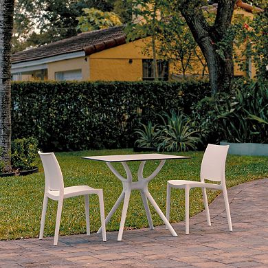 3-Piece White Recyclable Outdoor Patio Dining Set 32"