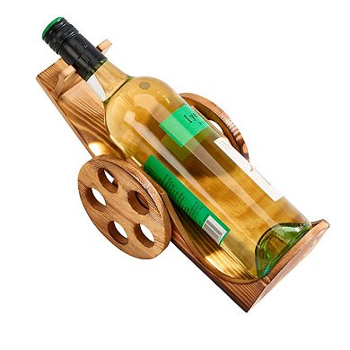 12" Wine Bottle Wooden Cart with Wheels