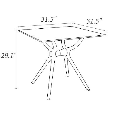 3-Piece White Recyclable Outdoor Patio Dining Set 32.75"