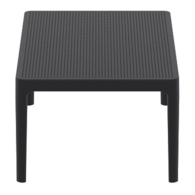 39.5" Black Patio Solid Rectangular Lounge Coffee Table