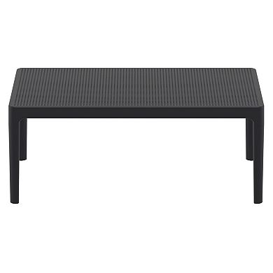 39.5" Black Patio Solid Rectangular Lounge Coffee Table