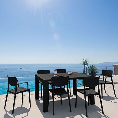 7-Piece Black Patio Dining Set with Extension Table 55"