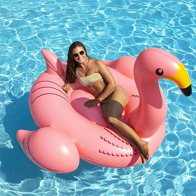 78" Inflatable Pink Giant Flamingo Swimming Pool Ride-On Float Toy