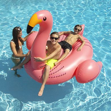 78" Inflatable Pink Giant Flamingo Swimming Pool Ride-On Float Toy