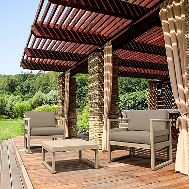 3-Piece Taupe Brown Outdoor Patio Club Seating Set with Sunbrella Cushion